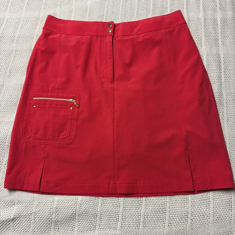 Zenergy Golf by Chico’s Women’s Red/Coral Skort with Zip Pockets Sz 0.5 - Picture 1 of 3